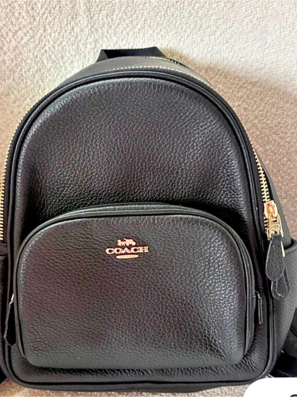 Coach Mini Court Backpack in Refined Pebble Leather Black